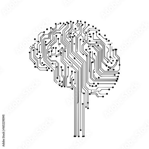 Artificial intelligence brain circuit board neural network machine learning technology concept design