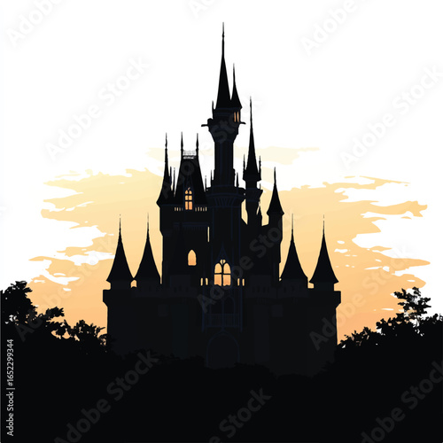 a magical castle silhouette