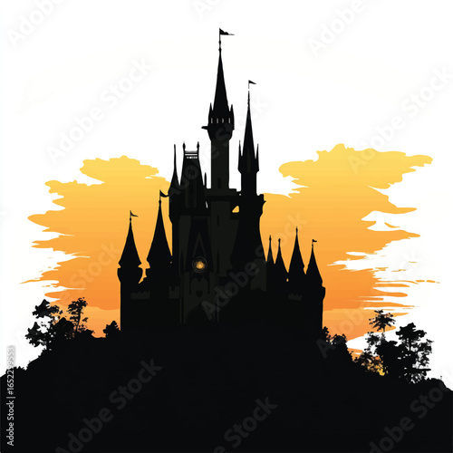 a magical castle silhouette