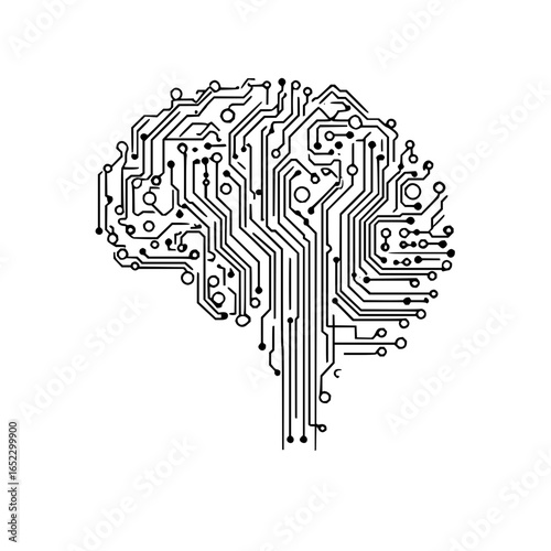 Artificial intelligence brain circuit board technology neural network ai machine learning concept design