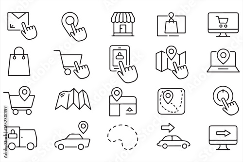 Package, Map, and GPS Tracking Icon Pack for Business