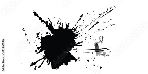 Abstract Black and White Ink Splats Creating a Grunge Effect. Transparent PNG available detailed ink splats Hyperrealistic Highly Detailed Isolated On Transparent Background	