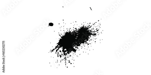 watercolor paint brush stroke.  Black inked splatter dirt stain splattered spray splash with drops blots.