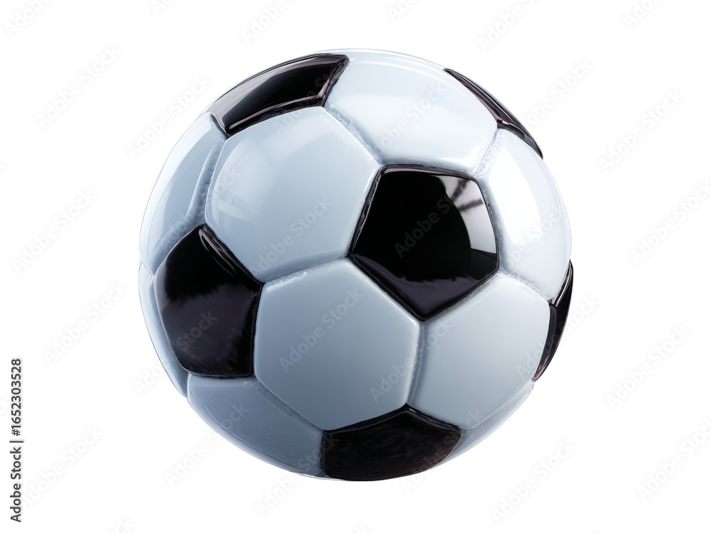 Fototapeta premium Classic black and white soccer ball isolated on black background, Isolated On White Background, Png Transparent