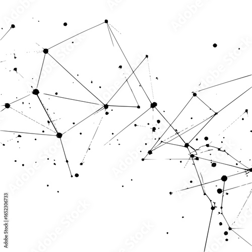 Abstract network connection black and white dot and line design connection technology background illustration art