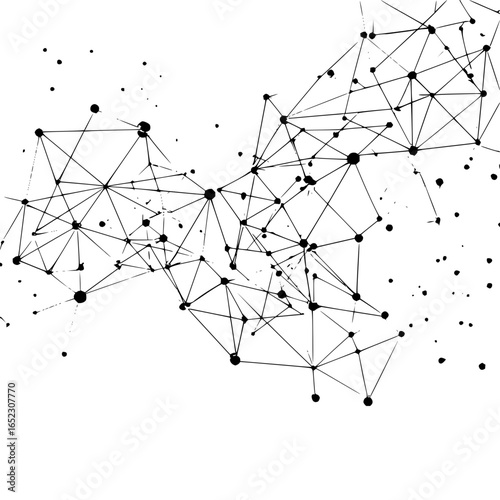 Black and white network connection abstract background with dots and lines connectivity design illustration