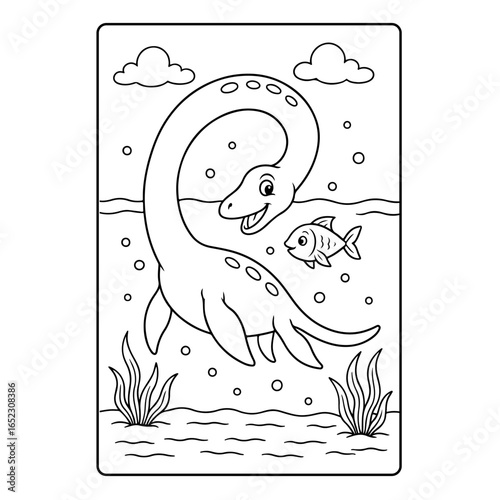 Plesiosaur Water Dinosaur Children Coloring Pages