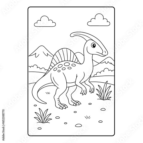 Parasaurolophus Dinosaur Children Coloring Pages