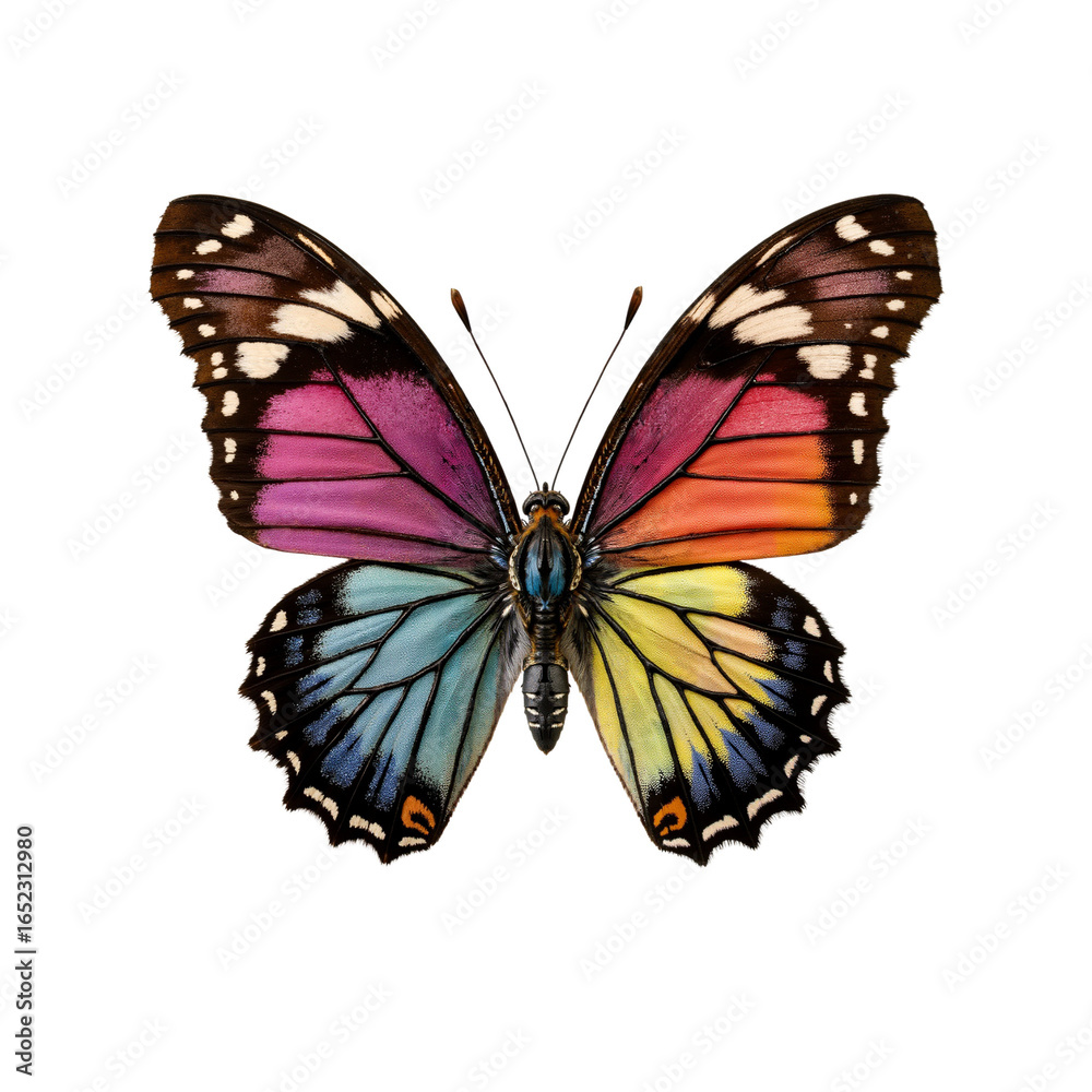 Fototapeta premium Colorful butterfly with vibrant wings against a white background
