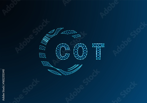COT low poly letter logo vector design. COT lower poly logo design. COT unique low poly logo design.