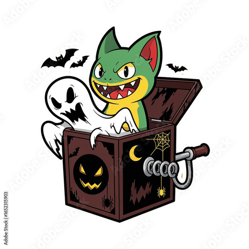 Halloween Jack-in-the-Box with Monster and Ghost