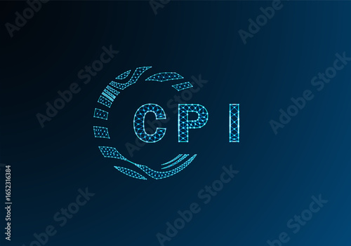 CPI low poly letter logo vector design. CPI lower poly logo design. CPI unique low poly logo design.