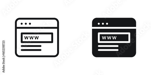 Web page icon set in filled and outline  style. Vector illustration .