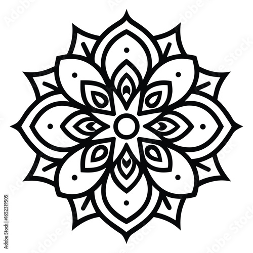 Intricate Black and White Mandala Design