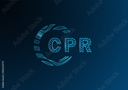 CPR low poly letter logo vector design. CPR lower poly logo design. CPR unique low poly logo design.