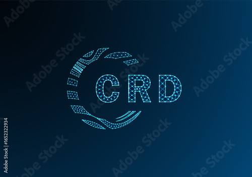 CRD low poly letter logo vector design. CRD lower poly logo design. CRD unique low poly logo design.