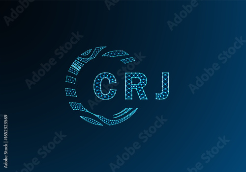CRJ low poly letter logo vector design. CRJ lower poly logo design. CRJ unique low poly logo design.