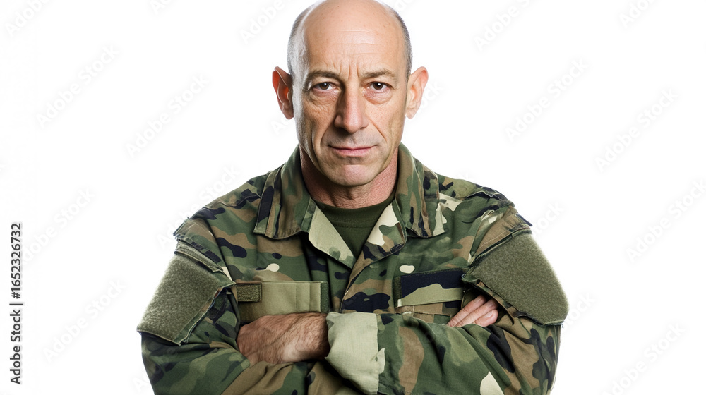 Soldier in Camouflage Uniform, Showing Determination, Military Elegance and Strength Soldier in Camouflage Uniform, Showing Determination, Military Elegance and Strength
