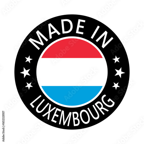 Luxembourg Made in Stamp in circle with flag Vector template on white background