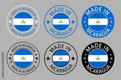 Nicaragua Made in Stamp in circle with flag Vector template on white background Free Download Nicaragua Made in Stamp in circle with flag Vector template on white background - GFXLoad