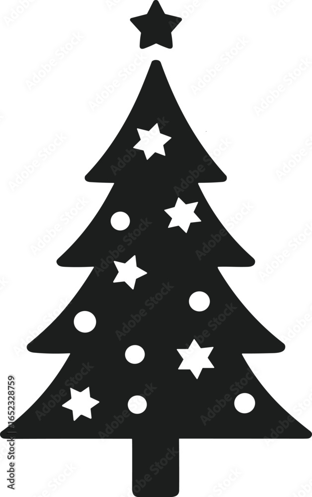 Obraz premium Christmas Tree Silhouette – Festive Holiday Vector Illustration