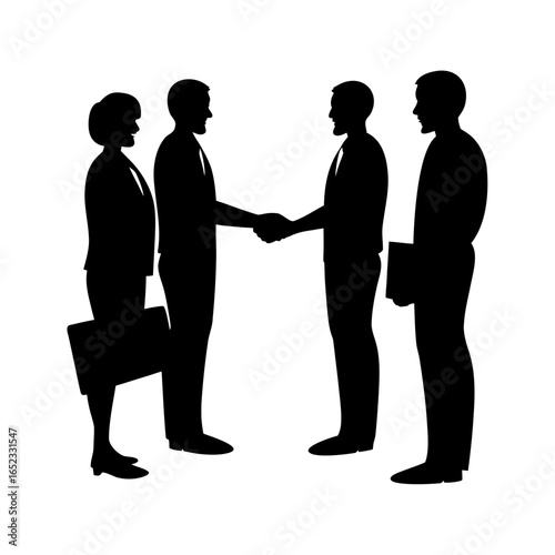 Business partners shaking hands silhouette
