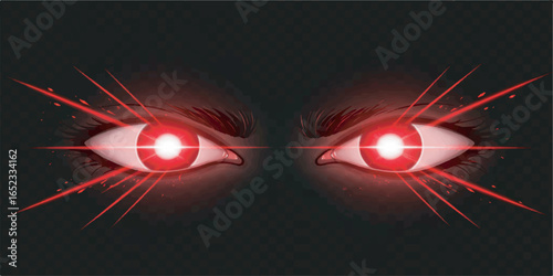 Laser Red Eyes Meme Vector, Glowing Beam Effect