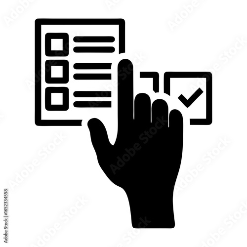 Hand selecting option from checklist silhouette