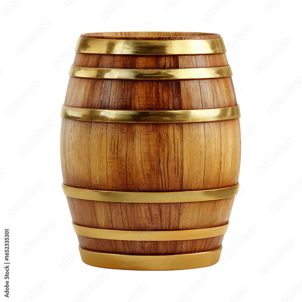 Obraz premium Wooden barrel with gold bands