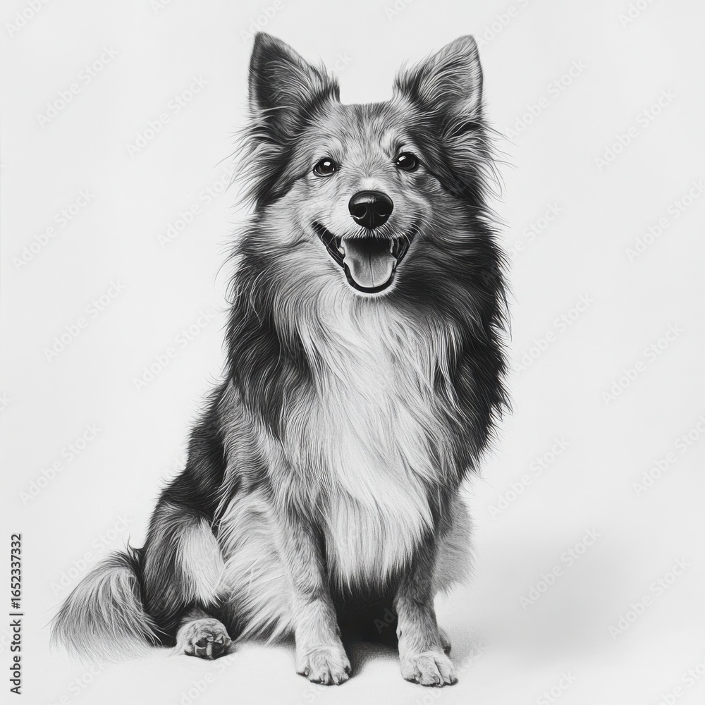 Naklejka premium Happy Shetland Sheepdog Portrait Studio Shot