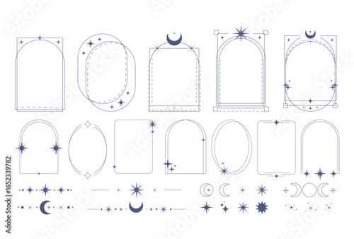 Tarot frame collection with celestial moon symbols
