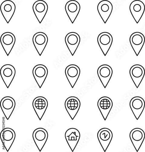 Set of location pins icons