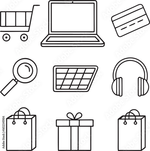 Online Shopping and E-commerce Icons Set