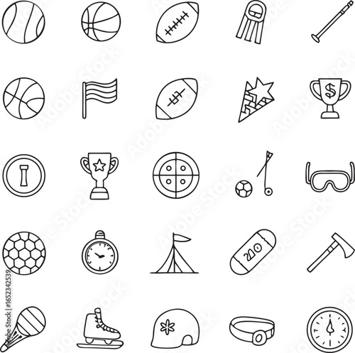 Sports and Recreation Line Art Icon Set