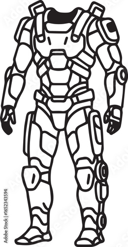  Robotic Exoskeleton Icon in Black and White | Futuristic Wearable Vector