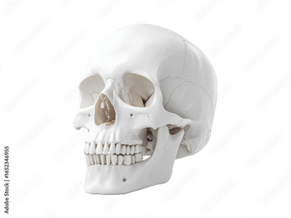 Obraz premium Human skull anatomy model isolated on black background, Isolated On White Background, Png Transparent