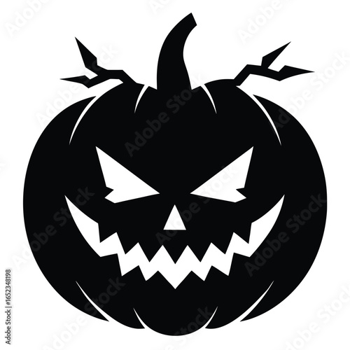 Scary Halloween Jack O Lantern Silhouette With Angry Face jackolantern pumpkin