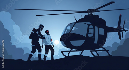 Night Rescue: A Medical Evacuation by Helicopter shows dedication and urgency in delivering critical care to patients with speed in challenging situations for life saving support