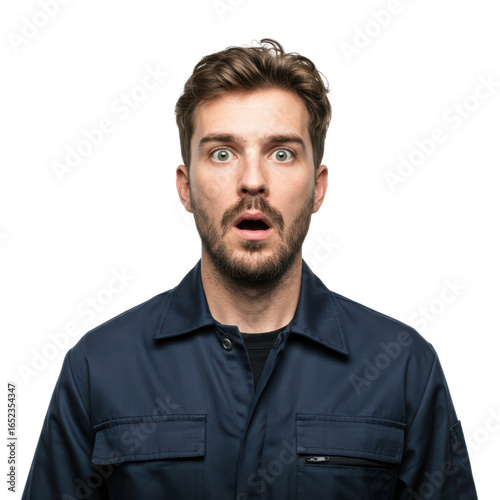 A man with a shocked expression, beard, and open mouth looks directly at the viewer.