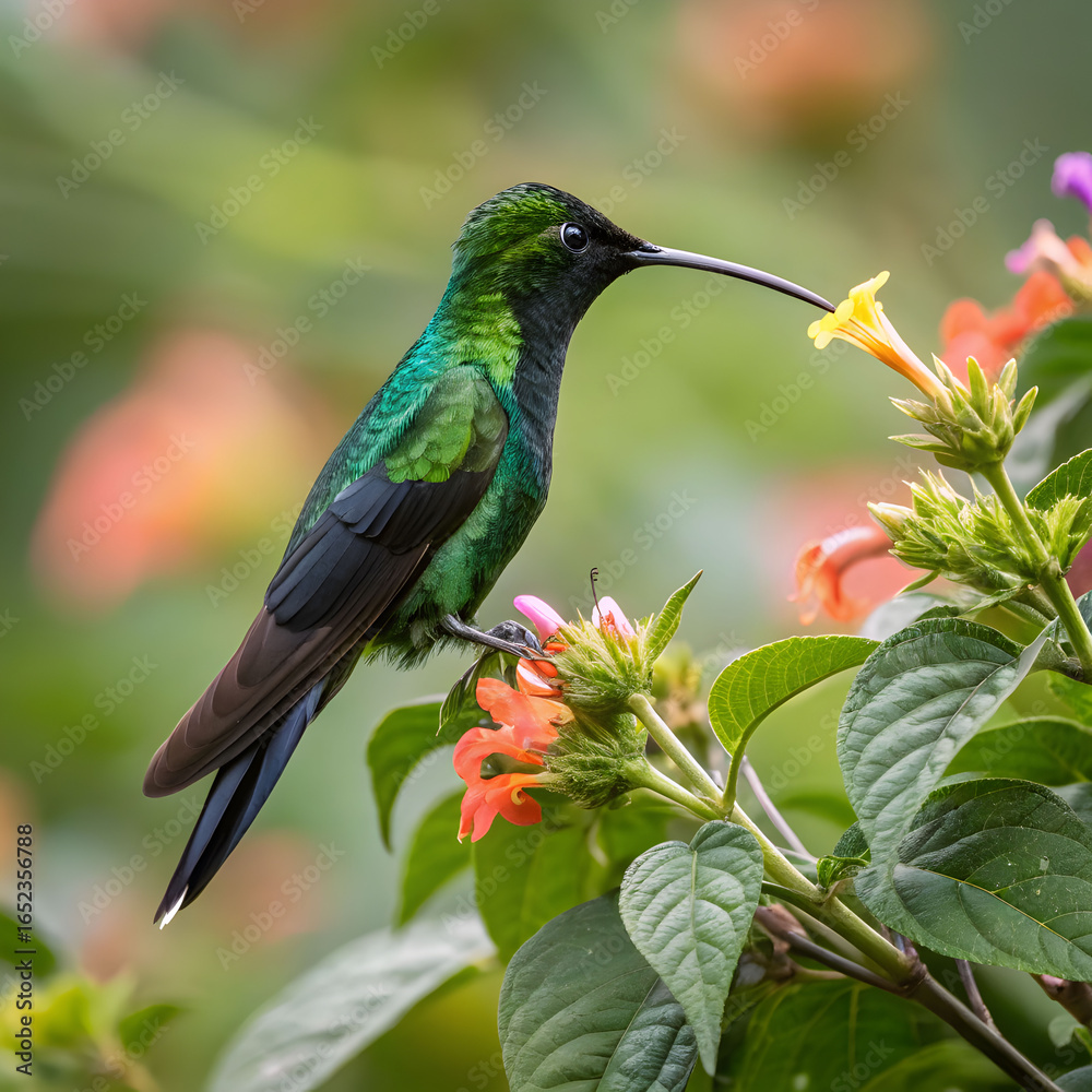 Fototapeta premium green and black humming bird