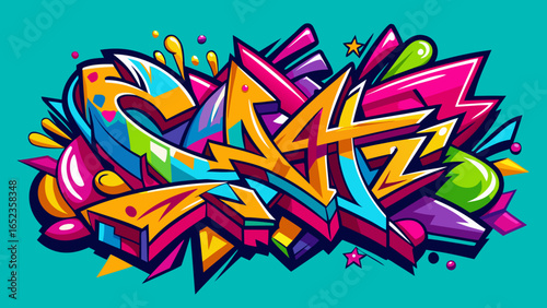 Colorful Graffiti Art Design with pop art color on Bright Background
