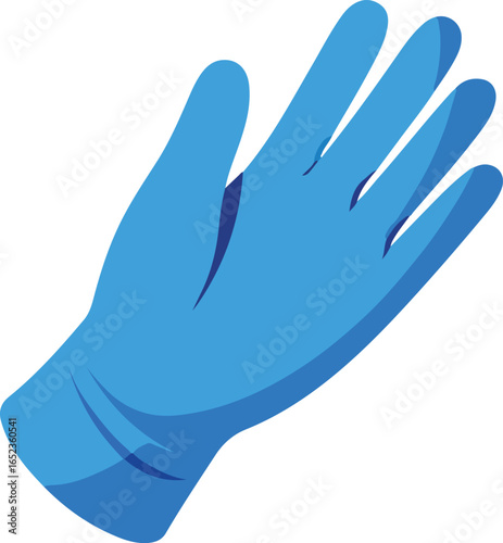 Single Blue Disposable Medical Glove with Fingers Spread Open on White Background disposable glove latex glove vector EPS file download