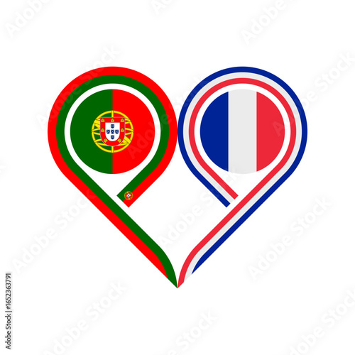 friendship concept. heart symbol icon of portugal and france flags. vector illustration isolated on white background Free Download friendship concept. heart symbol icon of portugal and france flags. vector illustration isolated on white background - GFXLoad