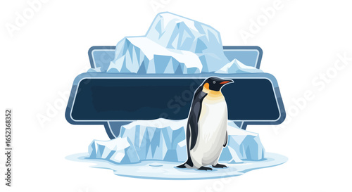 emperor penguin on iceberg transparent background vector illustration