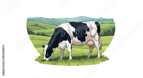 grazing cow transparent background vector illustration for dairy designs