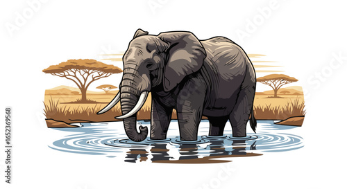 majestic elephant savannah transparent background vector illustration
