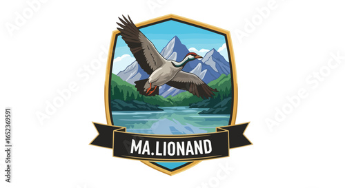 majestic goose in flight transparent background vector illustration