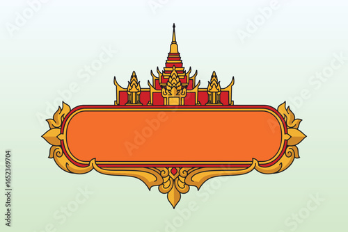 golden pavilion with red roof, intricate spire