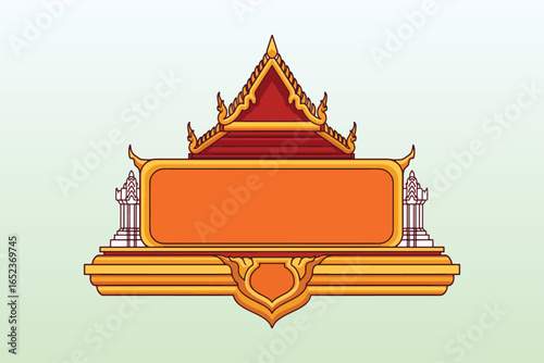 Ornate  Khmer golden pavilion with red roof