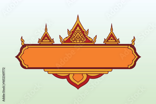 Golden Khmer pavilion with red accents atop a dark base